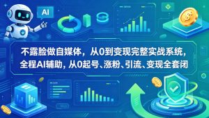 不露脸做自媒体，从0到变现完整实战系统，全程AI辅助，从0起号、涨粉、引流、变现全套闭环-520资源库