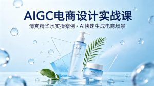 AIGC电商设计实战课，以清爽精华水为实操案例，教你用AI快速生成电商场景-520资源库