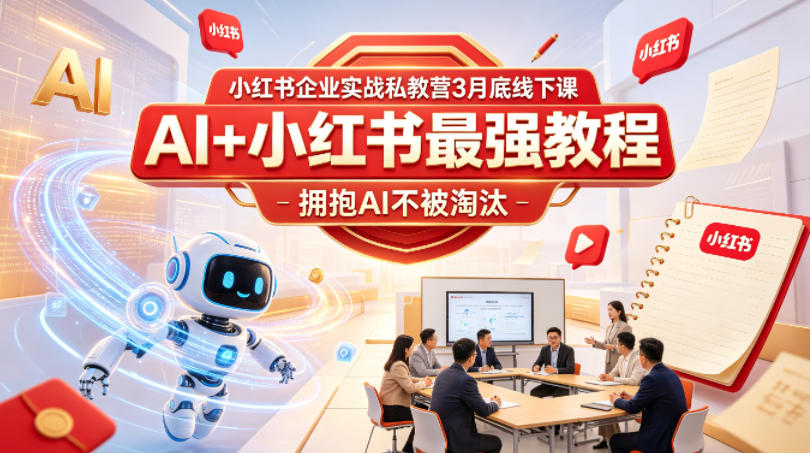 小红书企业实战私教营3月底线下课，AI+小红书最强教程，拥抱AI不被淘汰-520资源库