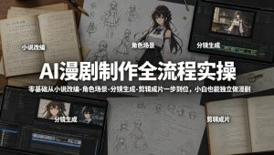 AI漫剧制作全流程实操，零基础从小说改编-角色场景-分镜生成-剪辑成片一步到位，小白也能独立做漫剧-520资源库