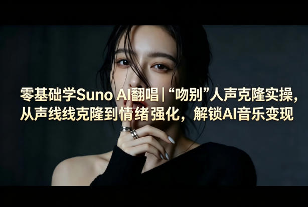 零基础学Suno AI翻唱｜《吻别》人声克隆实操，从声线克隆到情绪强化，解锁AI音乐变现-520资源库
