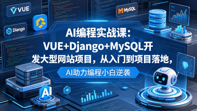 AI编程实战课：VUE+Django+MySQL开发大型网站项目，从入门到项目落地，AI助力编程小白逆袭-520资源库