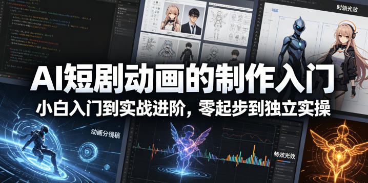 AI短剧动画的制作入门，小白入门到实战进阶，零起步到独立实操-520资源库