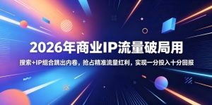 2026年商业IP流量破局用，搜索+IP组合跳出内卷，抢占精准流量红利，实现一分投入十分回报-520资源库