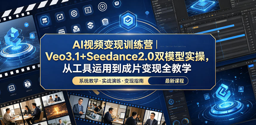 AI视频变现训练营｜Veo3.1+Seedance2.0双模型实操，从工具运用到成片变现全教学-520资源库