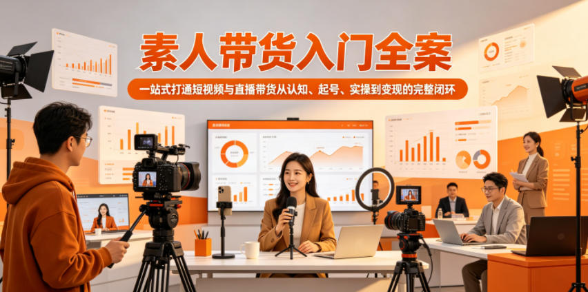 素人带货入门全案，一站式打通短视频与直播带货从认知、起号、实操到变现的完整闭环-520资源库