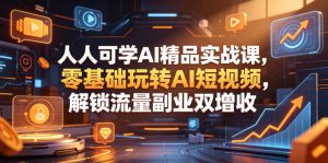 人人可学AI精品实战课，零基础玩转AI短视频，解锁流量副业双增收-520资源库