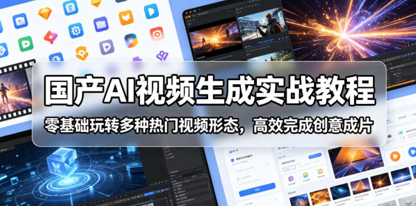 国产AI视频生成实战教程，零基础玩转多种热门视频形态，高效完成创意成片-520资源库